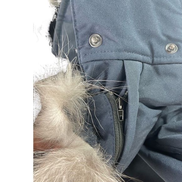 Madison Supply Mens Navy Down Winter Parka - Real Fur Trim Hood SZ Medium - Picture 11 of 16